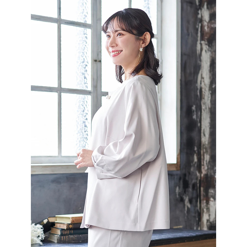 【マルチストレッチ】パールボタンポンチョジャケット(セットアップ可)4