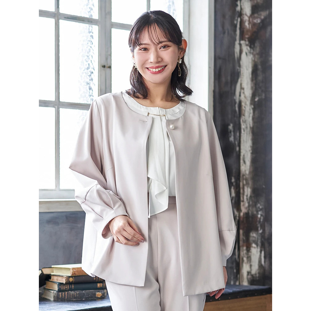 【マルチストレッチ】パールボタンポンチョジャケット(セットアップ可)1