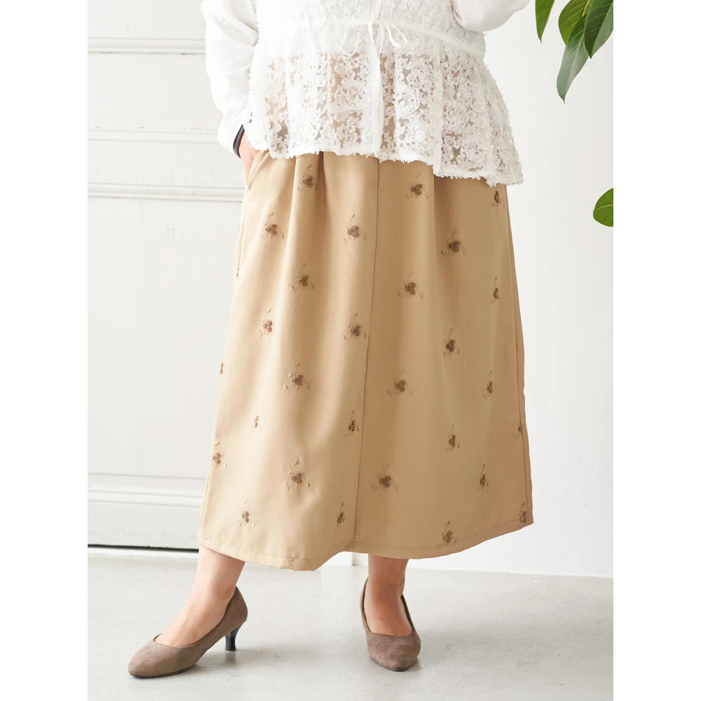 【Sasaki Mikiコラボ】フラワー刺繍ナロースカート