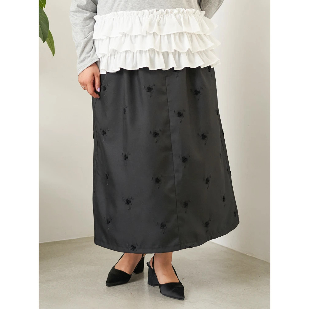 【Sasaki Mikiコラボ】フラワー刺繍ナロースカート30