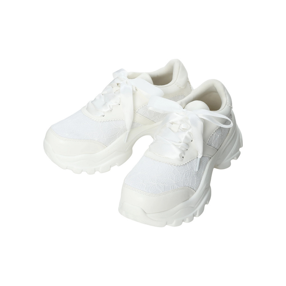 【masyugirl/マシュガール】フラワーレース厚底スニーカー