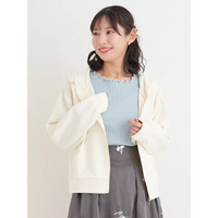 スフレタッチダンボール短丈パーカー