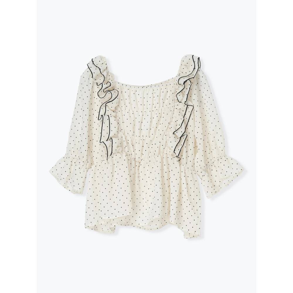 【WEB限定】シアーシャーリングフリルブラウス(無地・ドット柄)16