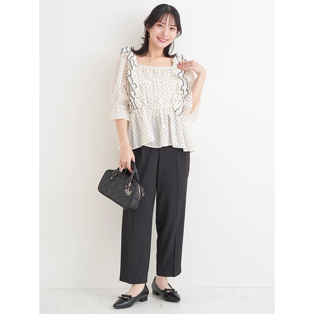 【WEB限定】シアーシャーリングフリルブラウス(無地・ドット柄)5