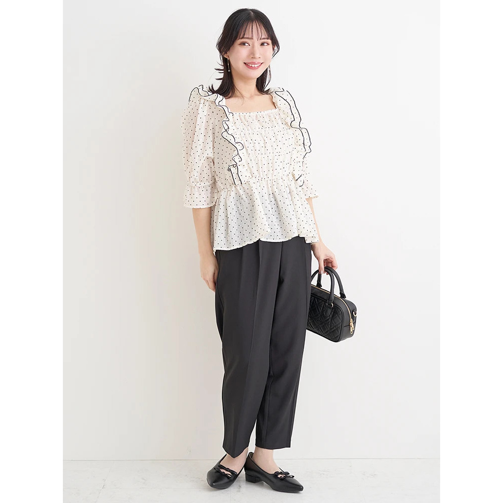 【WEB限定】シアーシャーリングフリルブラウス(無地・ドット柄)6