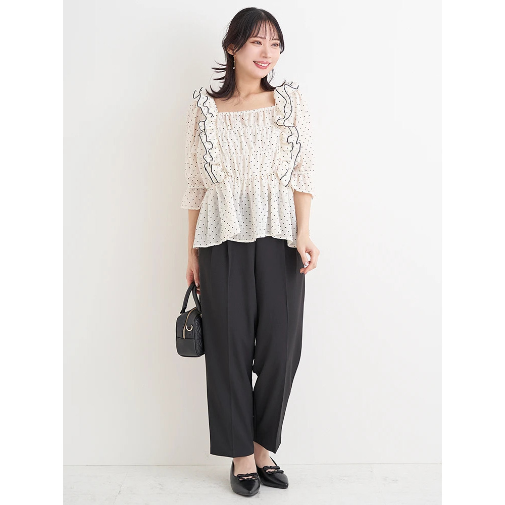 【WEB限定】シアーシャーリングフリルブラウス(無地・ドット柄)7