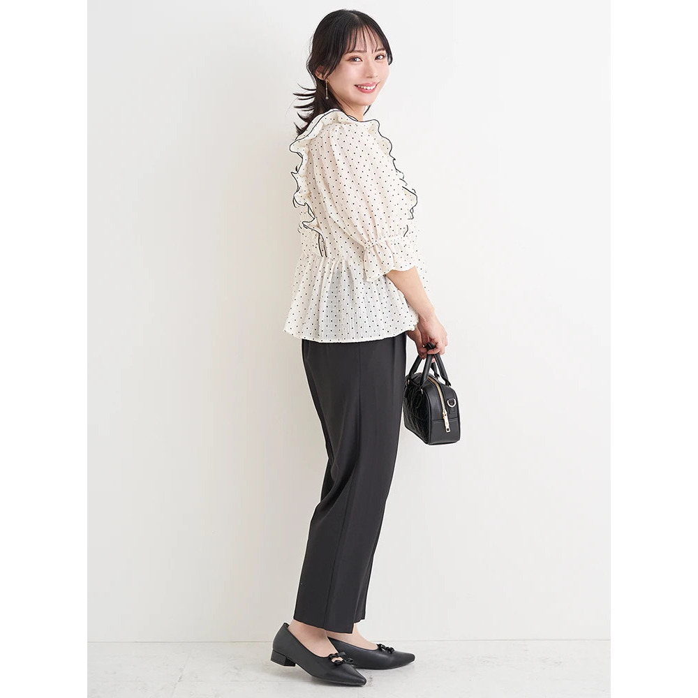 【WEB限定】シアーシャーリングフリルブラウス(無地・ドット柄)8
