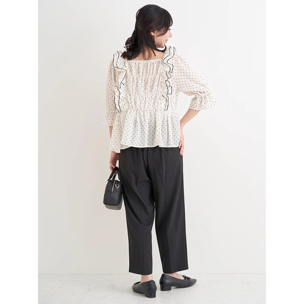 【WEB限定】シアーシャーリングフリルブラウス(無地・ドット柄)9