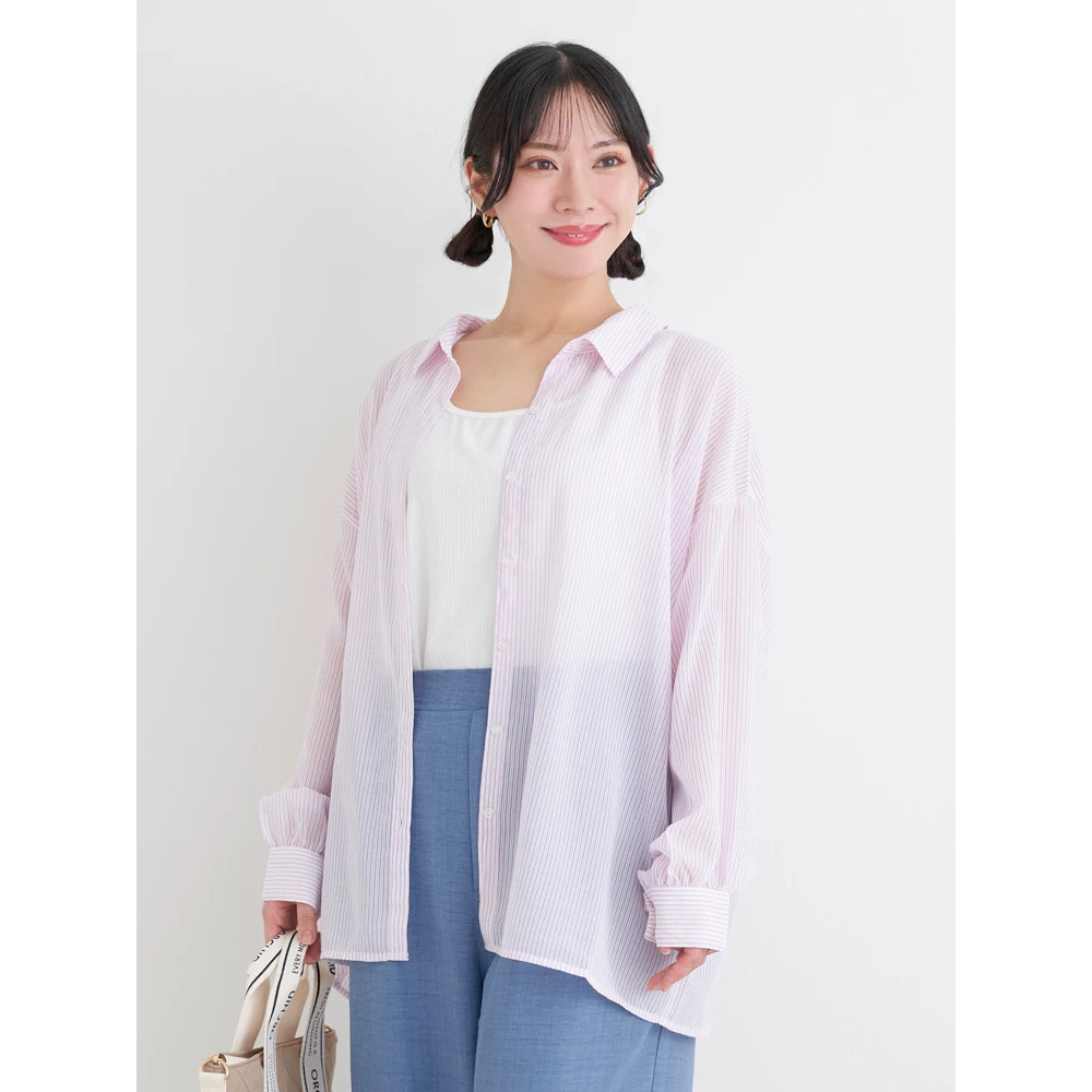 [SET]ストライプ柄シアーシャツ×タンクトップ