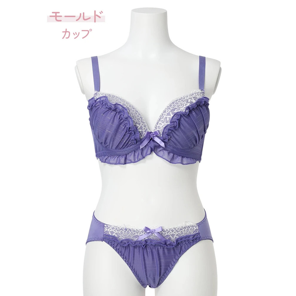 【脇高】[D85-I95］ラメジャガードソフトワイヤーブラ＆ショーツ(モールドカップ)