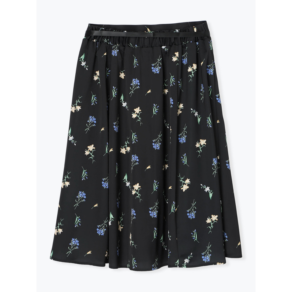 サテンリボン花柄プリントスカート2