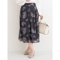 シアー花柄フレアスカート