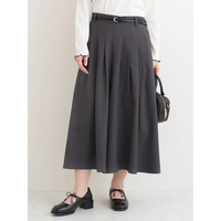 ベルト付きツイルタックワイドパンツ