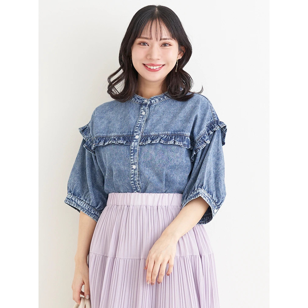 デニムフリルシャツ