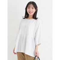 アクセサリー付き７分袖ぺプラムプルオーバー