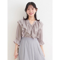 【WEB限定】２段フリルサテンブラウス