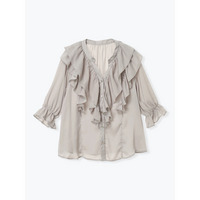 【WEB限定】２段フリルサテンブラウス