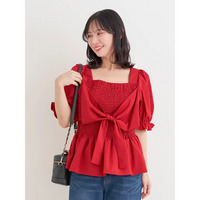 シャーリングリボンブラウス