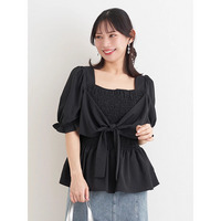 シャーリングリボンブラウス