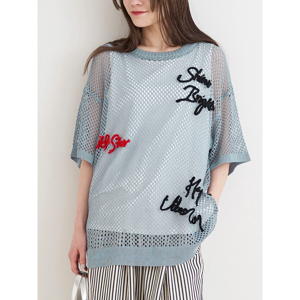 [SET]ロゴ刺繍メッシュニットプルオーバー×タンクトップ