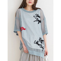 [SET]ロゴ刺繍メッシュニットプルオーバー×タンクトップ