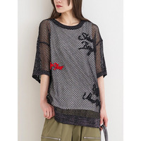 [SET]ロゴ刺繍メッシュニットプルオーバー×タンクトップ