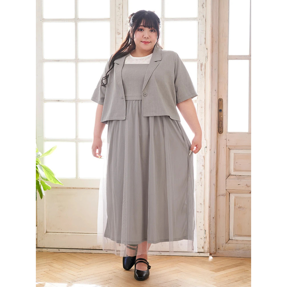 【Kannaコラボ】[SET]ジャケット×チュールジャンスカアンサンブル