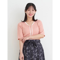 【抗ピル】リネンライクカーデ風Vニットトップス