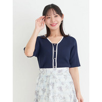 【抗ピル】リネンライクカーデ風Vニットトップス