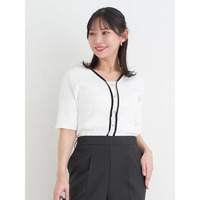 【抗ピル】リネンライクカーデ風Vニットトップス