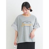 袖フリルロゴプリントトップス