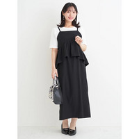 [SET]ペプラムジャンパースカート×リブTシャツ