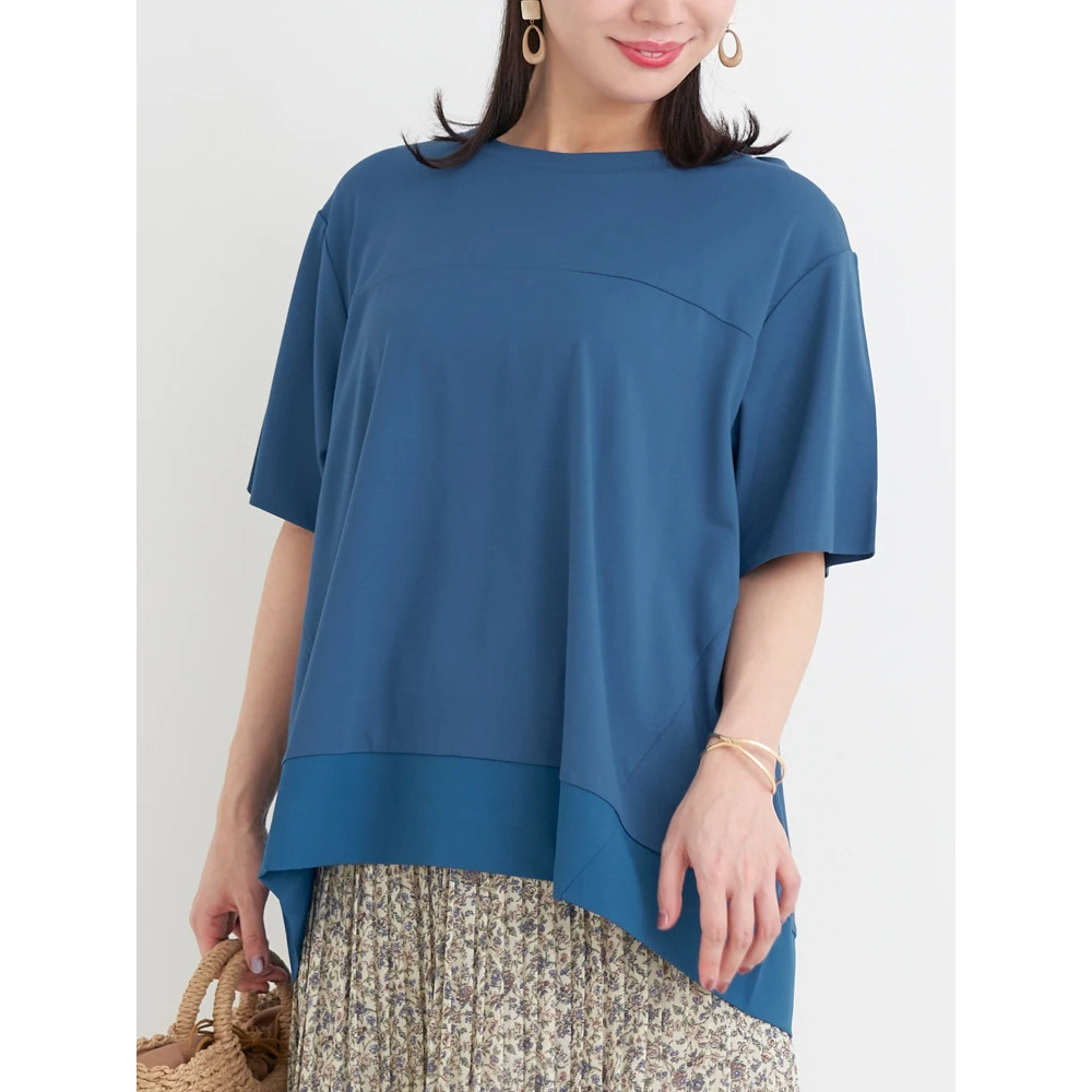 【接触冷感】異素材切り替えトップス