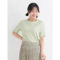 配色メロー半袖トップス