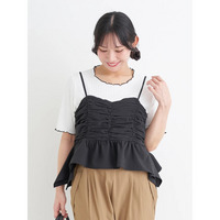 配色メロー半袖トップス