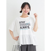 裾フリルロゴプリントトップス