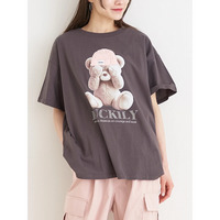 ニット帽クマプリントTシャツ