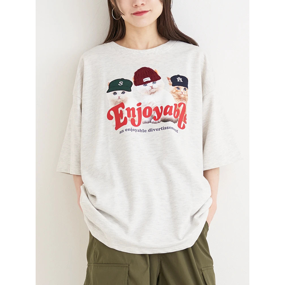 ミニ裏毛帽子ネコTシャツ