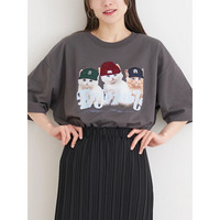ミニ裏毛帽子ネコTシャツ