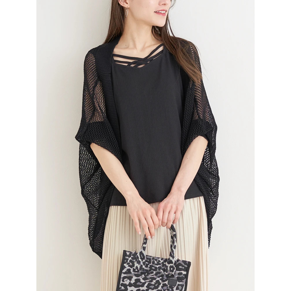 メッシュニットドルマンカーディガン