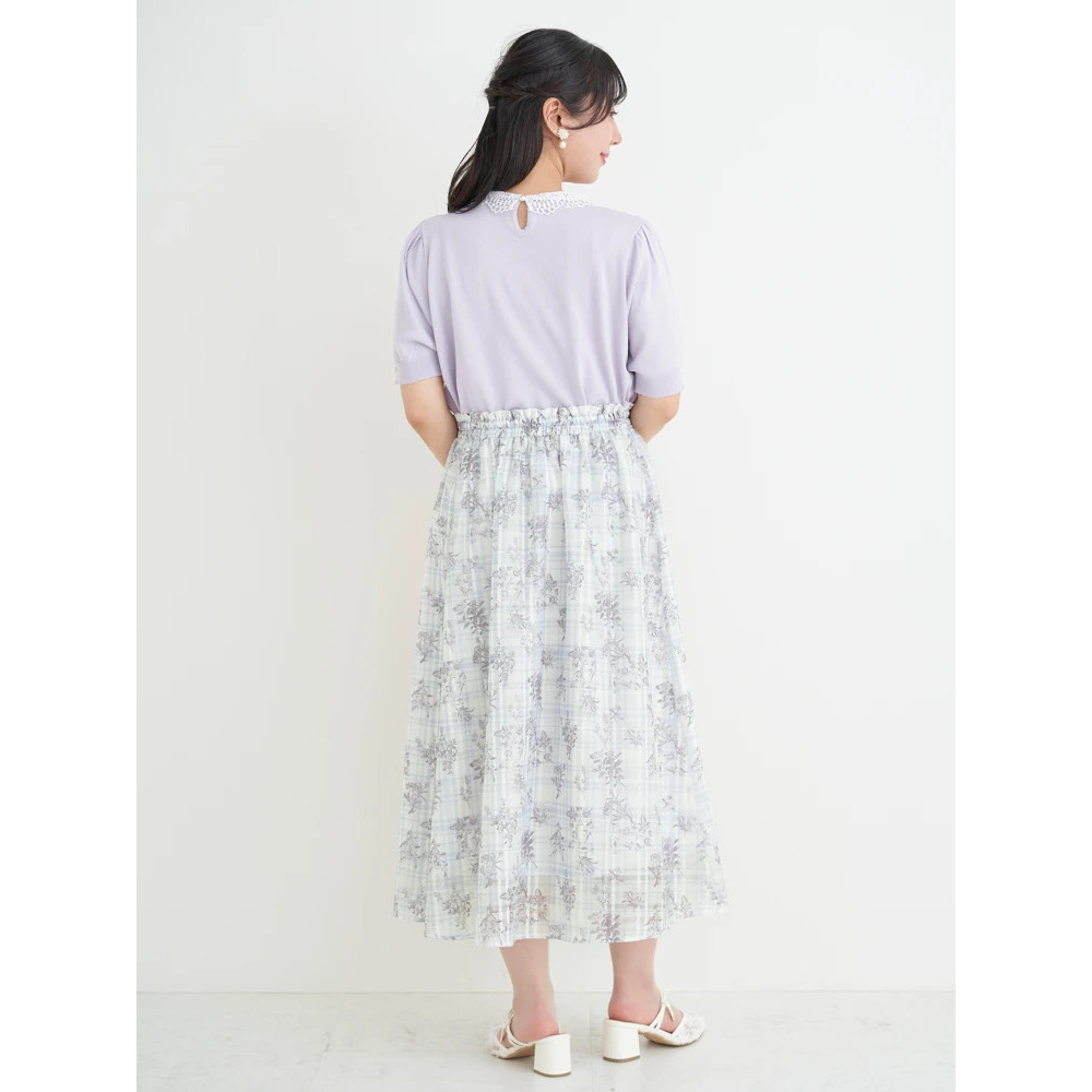 【抗ピル】リネンライクレース襟ニットトップス11