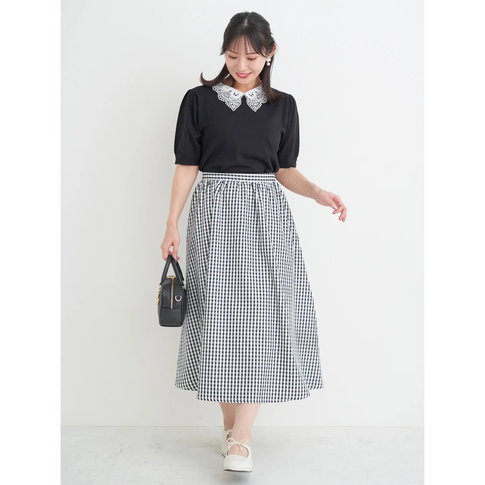 【抗ピル】リネンライクレース襟ニットトップス16