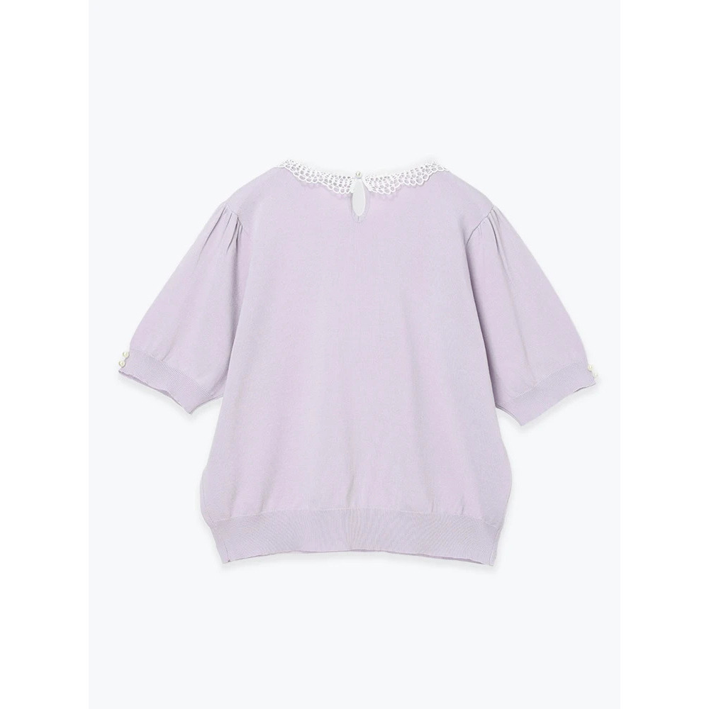 【抗ピル】リネンライクレース襟ニットトップス25