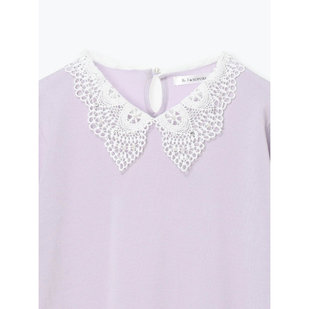 【抗ピル】リネンライクレース襟ニットトップス26