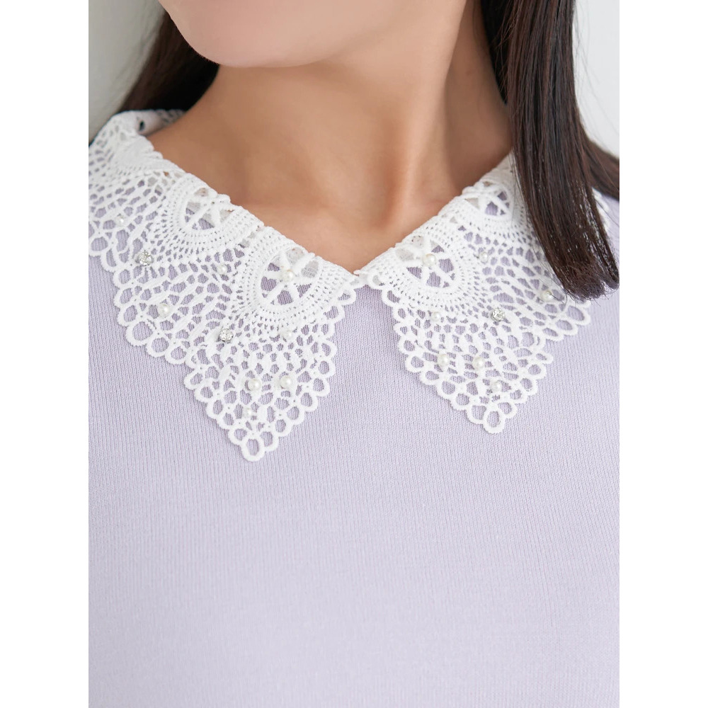 【抗ピル】リネンライクレース襟ニットトップス5