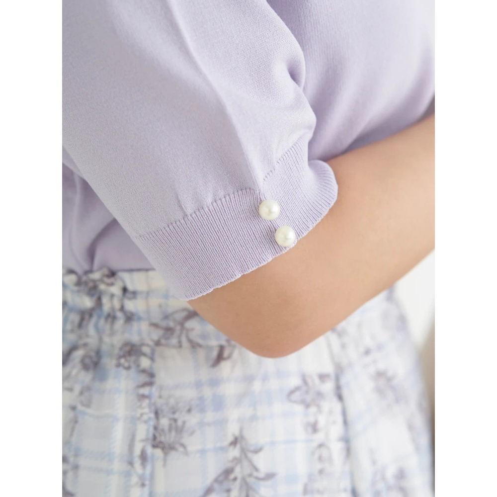 【抗ピル】リネンライクレース襟ニットトップス6