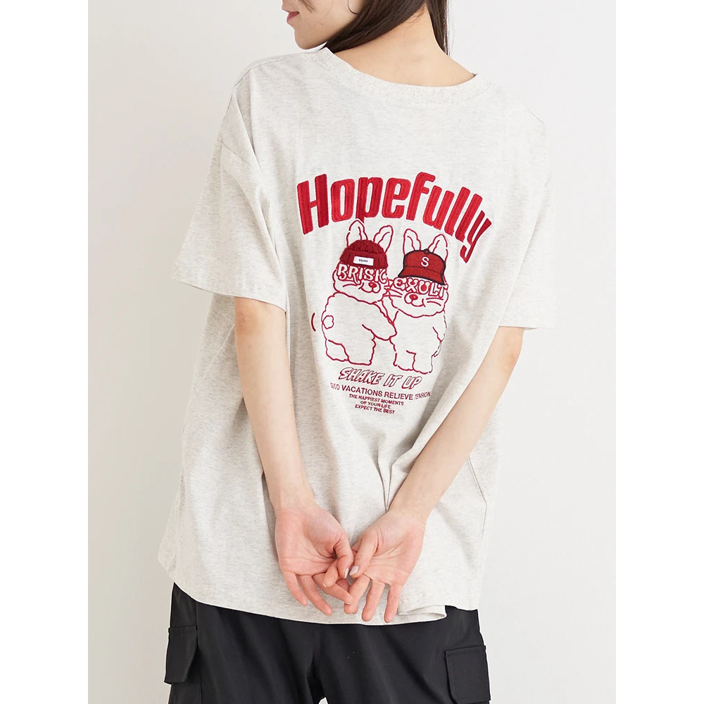 BACKウサギ刺繍Tシャツ