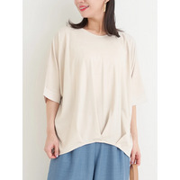 【接触冷感】袖異素材切り替え裾タックプルオーバー