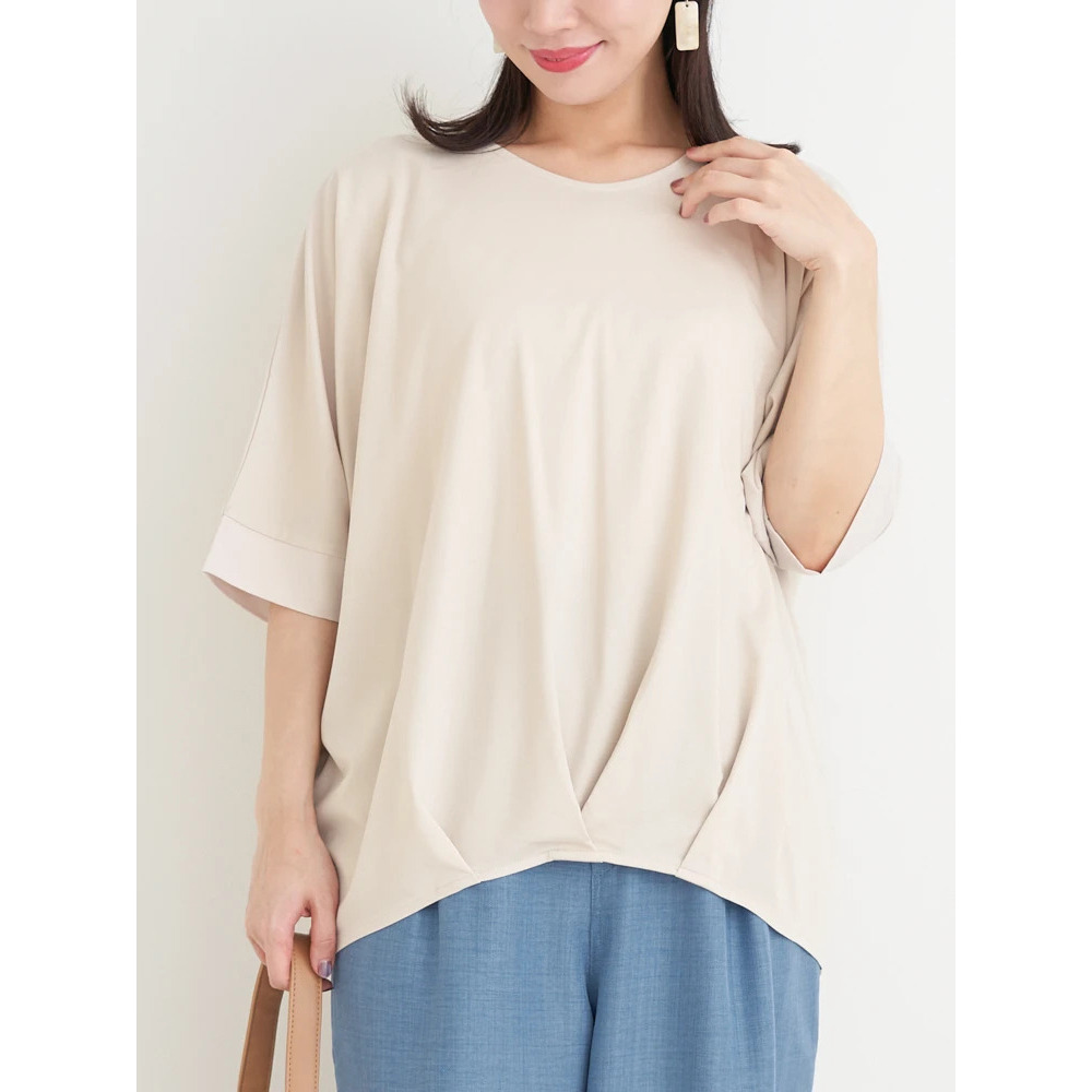 【接触冷感】袖異素材切り替え裾タックプルオーバー10