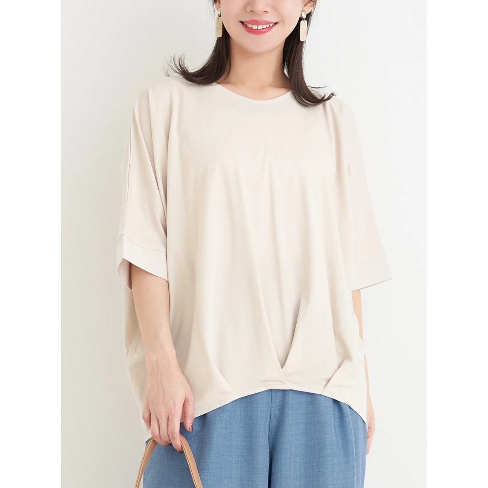 【接触冷感】袖異素材切り替え裾タックプルオーバー11